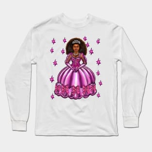 Princess -  Black Afro Princess in purple with stars  7 ! beautiful  black girl with Afro hair, brown eyes and dark brown skin. Hair love ! Long Sleeve T-Shirt